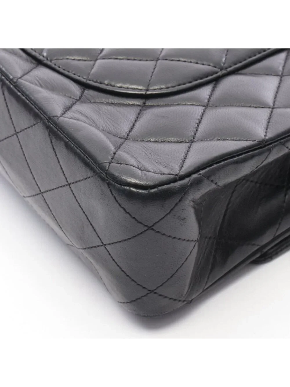 Chanel Shoulder Bag Quilted Double Flap Black Lambskin Chain
